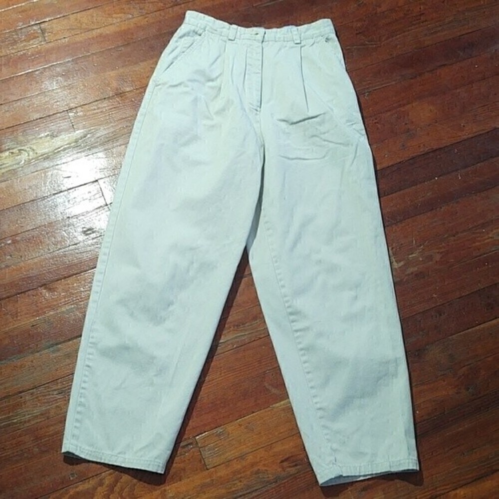 Talbots Khaki Pleated Front High Waisted Pants Sz 8